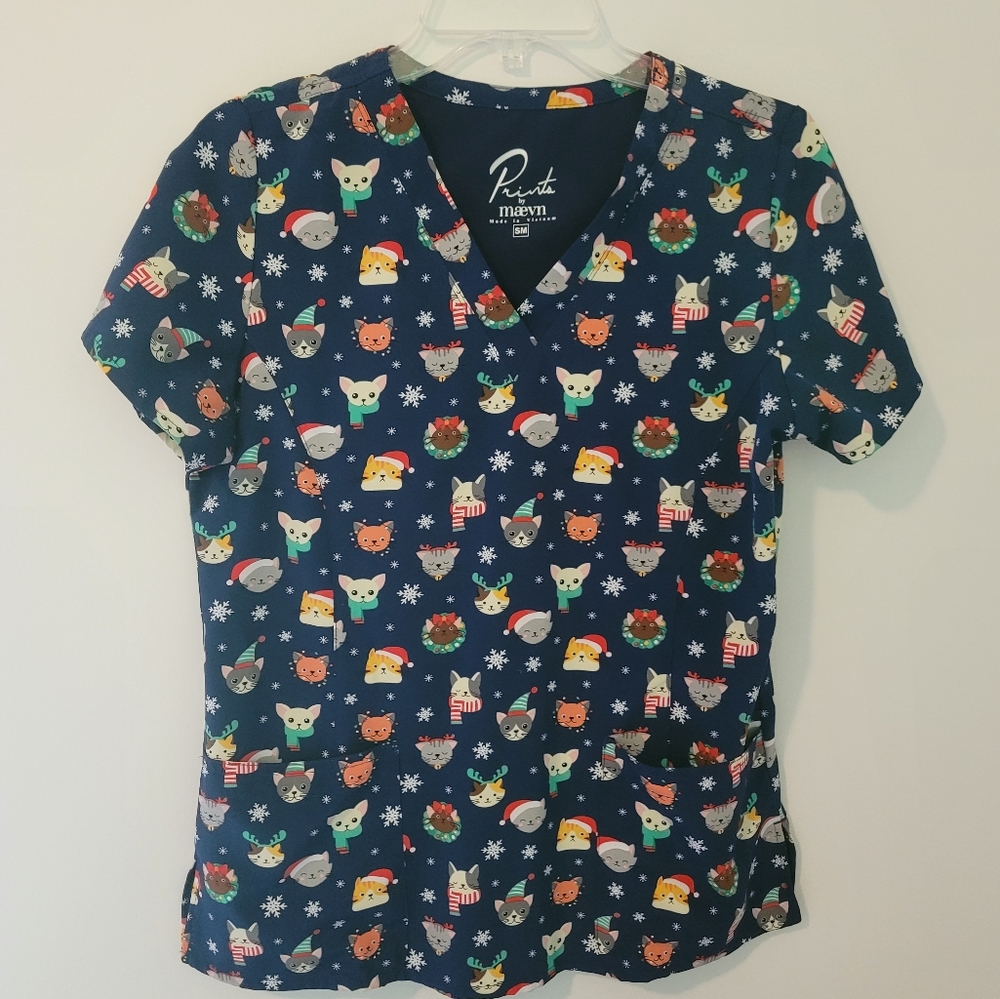 Cat and dog holiday scrubs